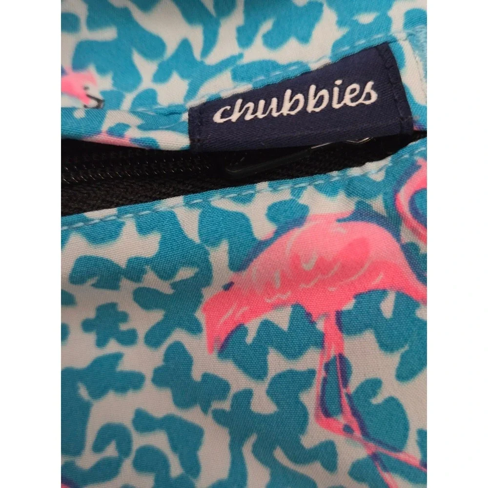 Chubbies Mens Flamingo Print Swim Trunks Blue Pink Mesh‎ Lined 7 In Inseam Small